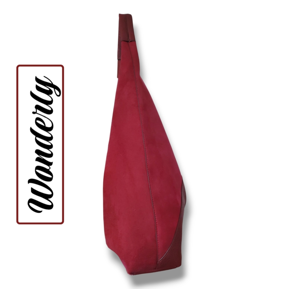 NWT WONDERLY Merlot Vegan Leather & Suede Oversized Hobo Belk Exclusive - Picture 7 of 15